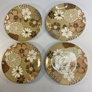 4 Mid Century Royal China Salad Dessert Plate Ironstone Autumn Daisy USA 7.25”